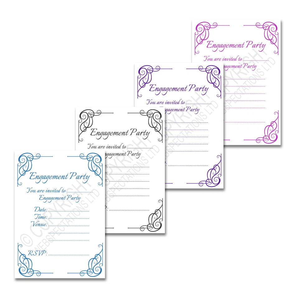 Engagement Party Invitations with Envelopes Calligraphy Pack of Invites - Image 1 of 1