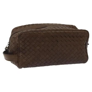 BOTTEGA VENETA INTRECCIATO Clutch Bag Leather Brown 174361 Auth fm4375 - Picture 1 of 20