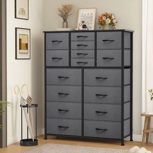 TAUS Fabric Dresser with 16 Drawer Tall Dresser Large Chest of Drawers Storage - Picture 1 of 5