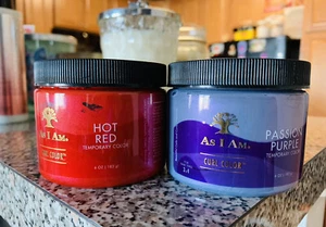 As I Am Curl Color lot of 2 Hot Red, Passion Purple temporary Color Net wt~ 6oz - Picture 1 of 4