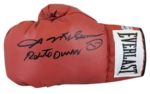 Sugar Ray Leonard & Roberto Duran Signed Red Left Hand Everlast Glove BAS Wit - Picture 1 of 2