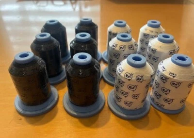 12 Lot of Robison-Anton Poly, Mini-King Spool,  Thread (6 Black, 6 White) - Image 1 of 2