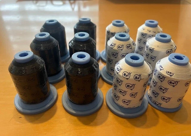 12 Lot of Robison-Anton Poly, Mini-King Spool,  Thread (6 Black, 6 White) - Image 1 of 2