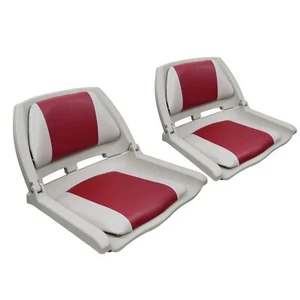 2 x Lightweight Folding Boat Seat - Grey/Red Style By MiDMarine - Picture 1 of 4