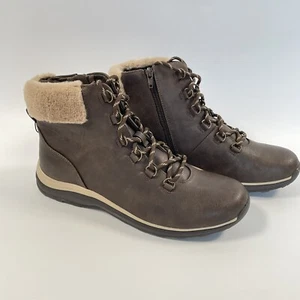 BareTraps YANTY Ankle Boots Women’s Faux Fur Lace Up Zip Brown Size 11 M - Picture 1 of 10