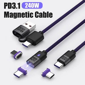Magnetic USB C fast charging cable Data PD 240W 40Gbps for iPhone Huawei Samsung - Picture 1 of 17