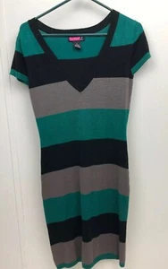 Say What Ladies Size Medium V Neck Womens Sweater Stripe Dress Fall Winter Y - Picture 1 of 11