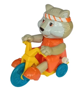 Get Along Gang ZIPPER CAT on TRIKE - 4" Wind-up Toy - Vintage 1984 Tomy Toys - Picture 1 of 7