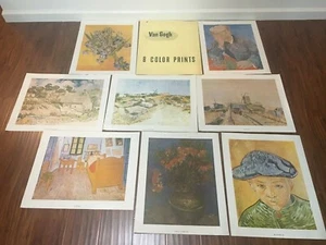 8 Van Gogh Color Prints 20 x 16 "Museum Society" Set Dutch Flower Boy Windmill - Picture 1 of 12