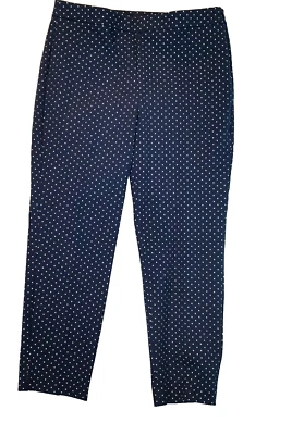 Talbots Pants Women 10 Blue Polka Dot Chatham Ankle Stretch Zip Pockets Office - Image 1 of 4