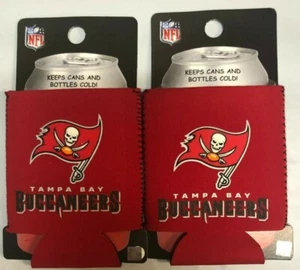 Tampa Bay Buccaneers Name & Logo NFL Collapsible Can Cooler SET OF 2 - Picture 1 of 1