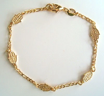 PULSERA BUENA SUERTE HAMSA ORO 18K RELLENA 5 7.5"/PULSERA MANO FATIMA 7.5" -BR2101 Foto 1 de 3