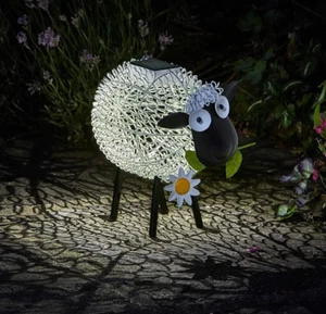 Solar Power Sheep Garden Ornament Colour Changing LED Light Up Statue Metal - Picture 1 of 24