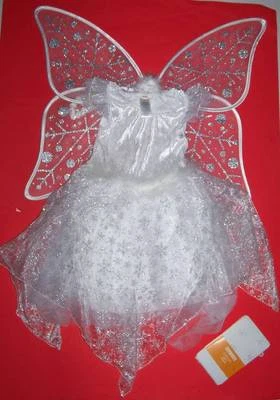 GYMBOREE WINTER FAIRY COSTUME w Wings Tights 3-4 Snow Princess Angel Halloween - Image 1 of 4