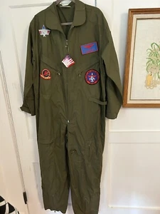 Rothco Flight Suit Coveralls Jumpsuit Green Sz XL Halloween Costume W Patches - Picture 1 of 14