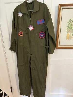Rothco Flight Suit Coveralls Jumpsuit  Green Sz XL  Halloween Costume W Patches - Image 1 of 4