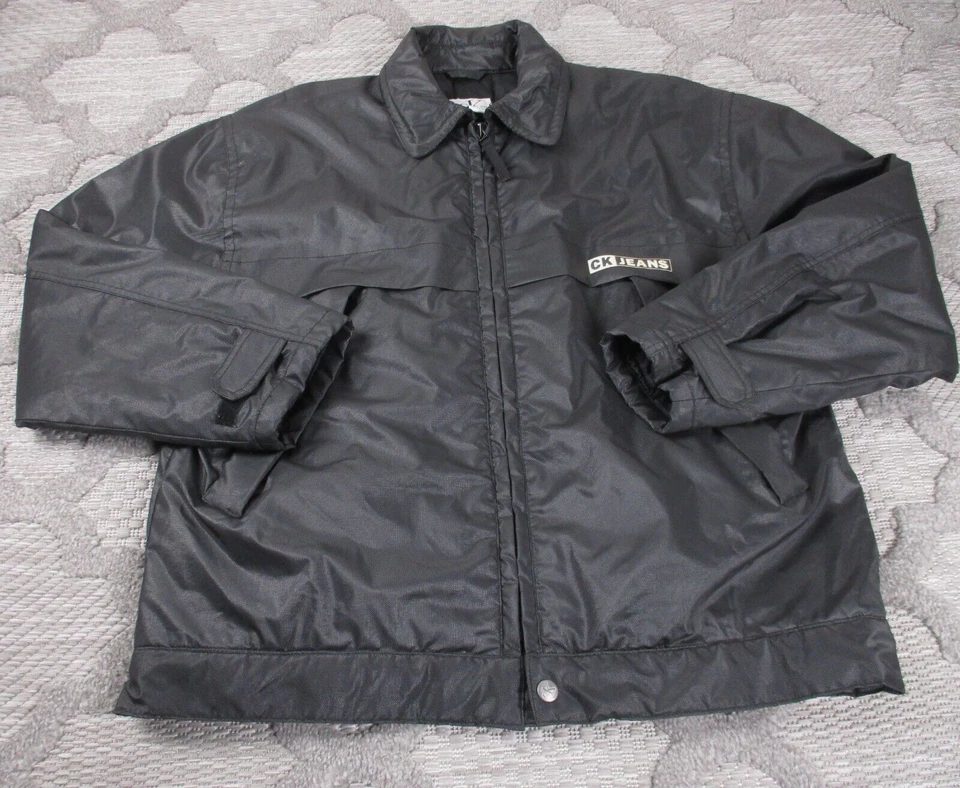 Vintage Calvin Klein Jacket Mens Large Black Quilted Lined Full Zip - Image 1 of 4