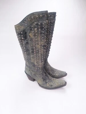 CORRAL Women's Sz US 9 Gray Distressed Studded Knee High Boots - Image 1 of 4