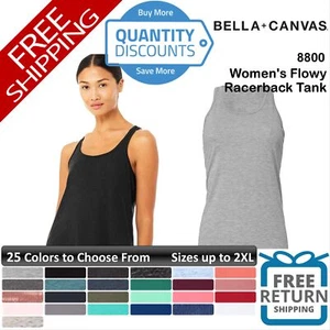 🔥 Bella + Canvas Woman Flowy Racerback Tank Up Top Shirt Pre-shrunk To 2XL 8800 - Picture 1 of 109