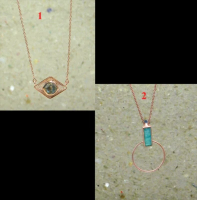 Colar de prata folheado a ouro rosa amazonita prata esterlina 925 joias de todos os tempos - Imagem 1 de 4