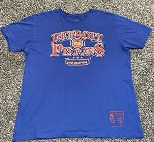 Detroit Pistons Mitchell & Ness NBA Shirt XL Blue 89-90 Champs Hardwood Classics - Picture 1 of 4