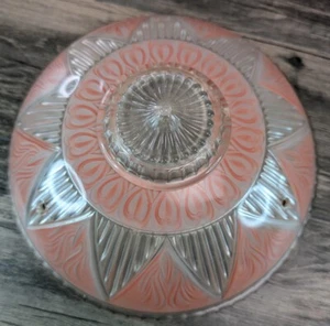 Vintage 50er Pressglas rosa helle Deckenbefestigung oder Tischschirm mattiert 10" - Bild 1 von 14