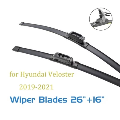 2, limpiaparabrisas 26" y 16" para Hyundai Veloster 2019-2021 gancho en J para todas las estaciones Foto 1 de 4