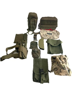 13 Tactical Bags Pouches Holster MOLLE Military OD Lot of 13 UTG Condor MSM - Image 1 of 4