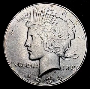 1934 Peace Silver Dollar   Choice AU/Unc . Free Shipping ! - Picture 1 of 2
