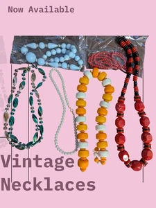 6 Lot Vintage But New Costume Jewelry  Necklaces Beaded Canes Beads Red White  - Picture 1 of 3