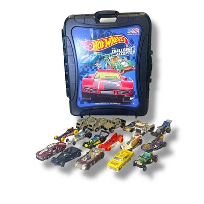 Hot Wheels Rolling 110 Car Case w/ 17 Hot Wheels Cars Bundle Lot - Image 1 of 4