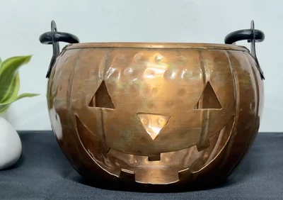 Moonlight Manor Cobre Jack O Linterna Con Mango Halloween Calabaza 8x13 Foto 1 de 4