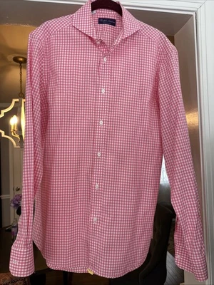 Ralph Lauren Purple Label Men’s Button Down Dress Shirt Pink Gingham 15.5 Italy - Image 1 of 4