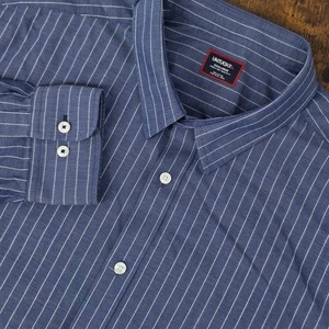 UNTUCKit Gifford Long Sleeve Button Up Navy Blue Pinstripe Wrinkle-Free 3XL Reg - Picture 1 of 8