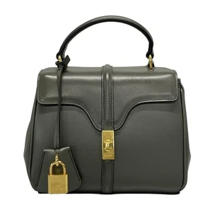 Auth CELINE 16(seize) Mini 197983BEY Gray Calf Skin - Handbag - Picture 1 of 20