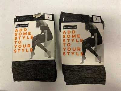 Lot Of 2 No Nonsense Women’s Footless Tights Brushed Grey Black Size Large New - Image 1 of 4