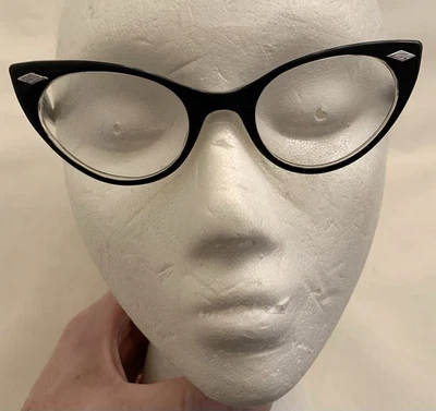 Vintage Harlequin USA Cateye Eyeglass Sunglass Frames Black & Clear 5 1/2" 1950s - Image 1 of 4