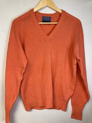 Suéter Tejido de Lana Pendleton De Colección Para Hombre M Coral Naranja Lana de Cordero Cuello en V EE. UU. Foto 1 de 4