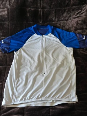 Nike Cycling Jersey Adult XL/X-Large Blue White 1/2 Zip Dri-Fit Polyester - Image 1 of 4