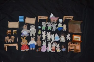 Calico Critters Lot 24 Dolls Furniture koala panda Bunny Frog Dog Porcupine 38PC - Picture 1 of 10
