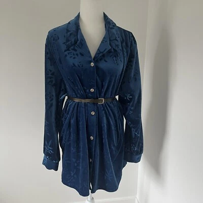 Camisa túnica azul vintage Diane Von Furstenberg talla 2X lavable a máquina *K27 Foto 1 de 4