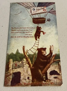 1907 Cracker Jack Bears #1 Luftschiff Zoo Postkarte unbesendet - Bild 1 von 4