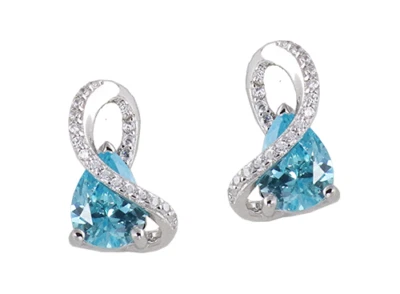 orecchini donna argento rodiato 925 bluamante goccia zirconi azzurri e bianchi - Immagine 1 di 3