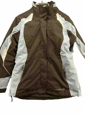 Free Country 3 in One Ski Jacket Large Brown/Blue Removable Fleece Vest Full Zip Foto 1 de 4