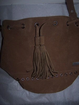 Roxy Bolso Cubo Cuero Vegano Taupe, Boho Bohemio Bolso Bandolera, Nuevo sin Etiquetas Foto 1 de 4