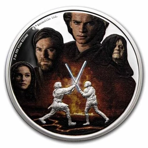 2022- Star Wars- Battle Scenes - Anakin vs. Obi-Wan- 3 OZ Silver Proof Coin - Picture 1 of 15