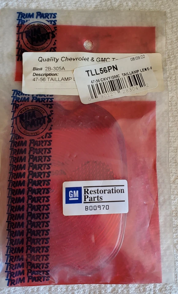 1947-56 Chevrolet & GMC Pick-Up Tail Light Lens TLL56PN Foto 1 de 1