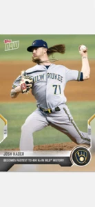 2021 TOPPS NOW CARD MILWAUKEE BREWERS JOSH HADER #187 MLB HISTORY FAST TO 400 Ks - Picture 1 of 2