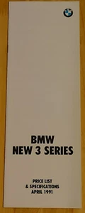 1991 (April) BMW 3 Series Price List Brochure - Picture 1 of 1