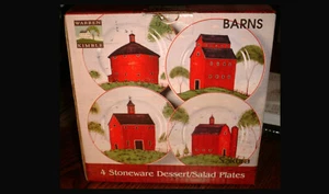 Vtg Warren Kimble BARNS Salad Plates Sakura NY 1998 Salad Dessert Plates Oneida - Picture 1 of 2